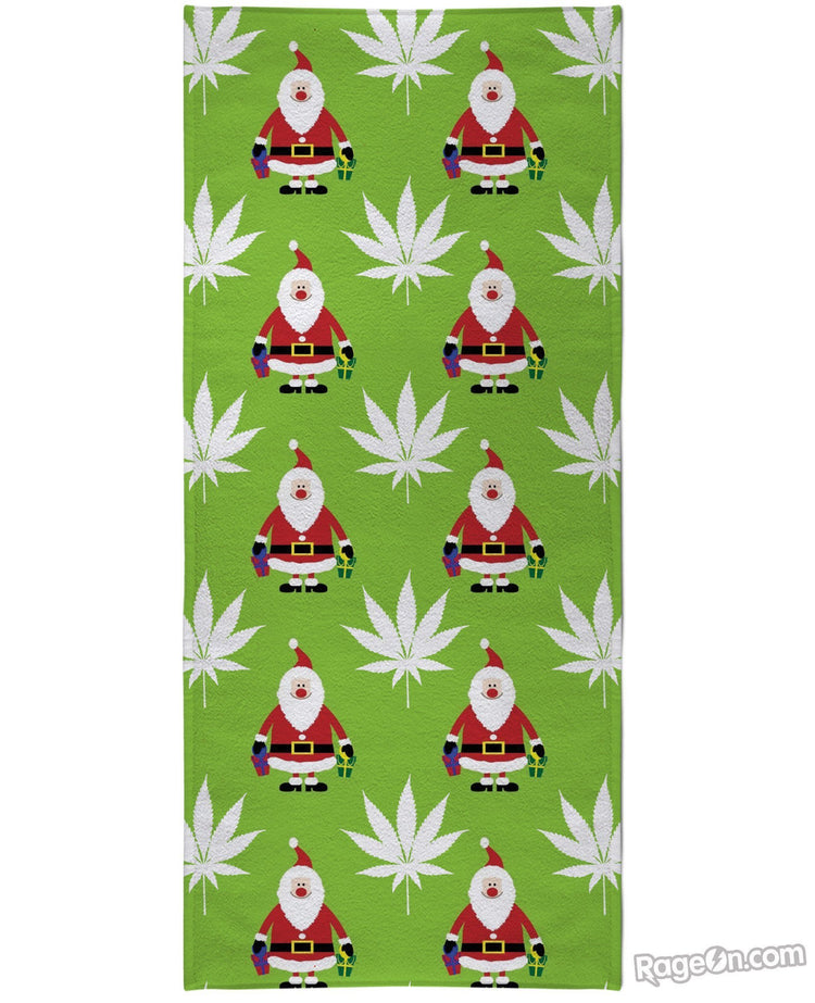 Green Christmas Beach Towel